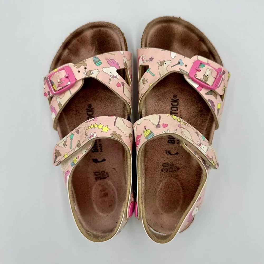 Birkenstock Sz 30 Kids Rio Unicorn Sandals - Pink. Well-worn, well-loved!